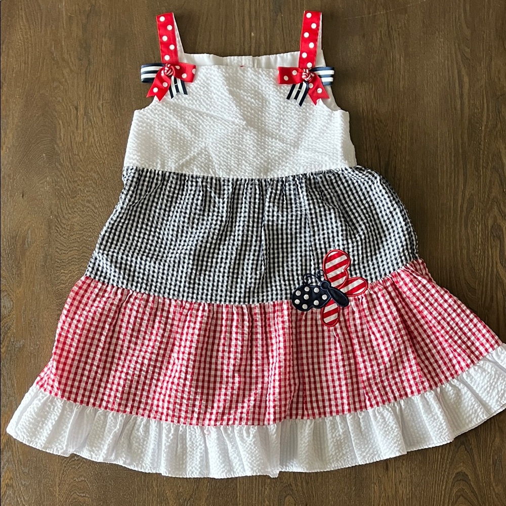 Emily Rose Gingham Dress with Red and Navy Bows